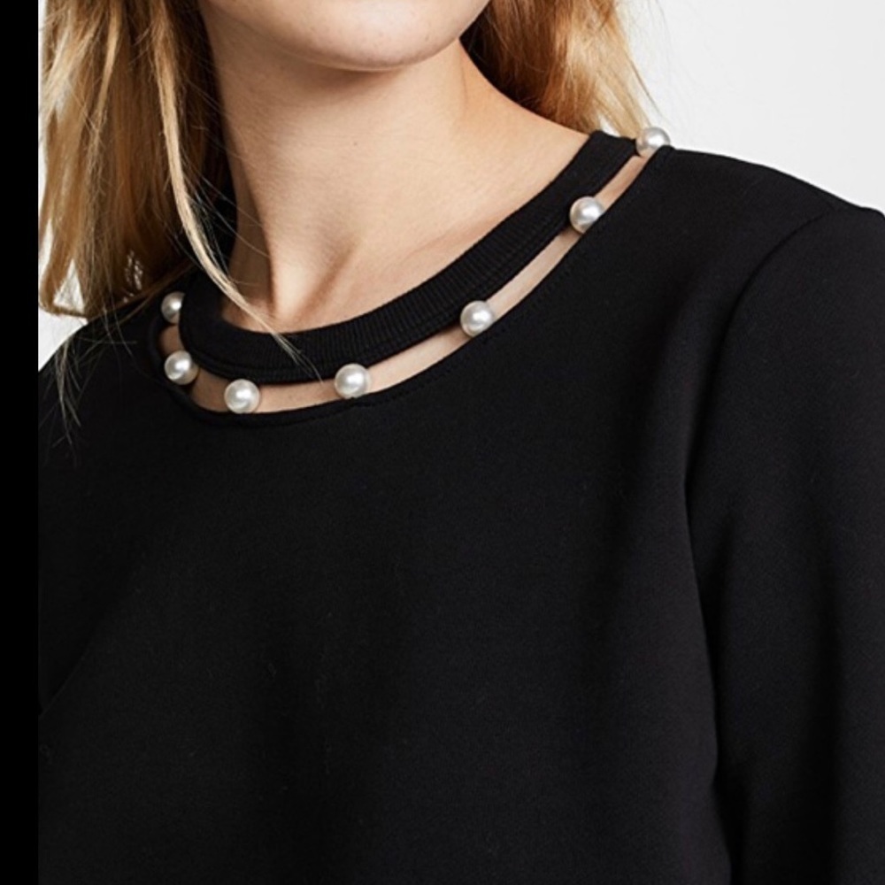 REBECCA MINKOFF FAUX PEARL COLLAR SWEATSHIRT